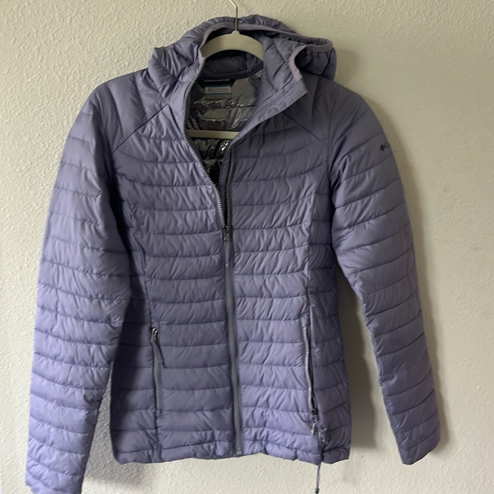 Columbia Women’s Size XS White Out II Insulated Omni-Heat Hooded Jacket Lavender